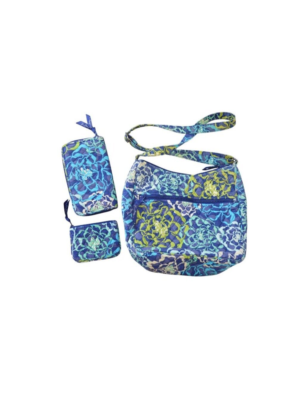 Vera Bradley 3 Piece Set Katalina Blues Fall 2015 Crossbody Purse Wallet Pouch